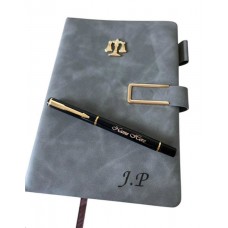 Legal Scales Personalised Leather Journal and Pen Gift Set